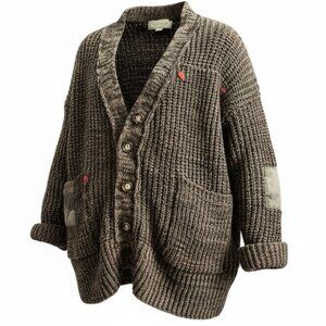 Vintage Havanna Gray Knit Sweater Shirt – Boyfriend Fit – Size Small – 100% Cott